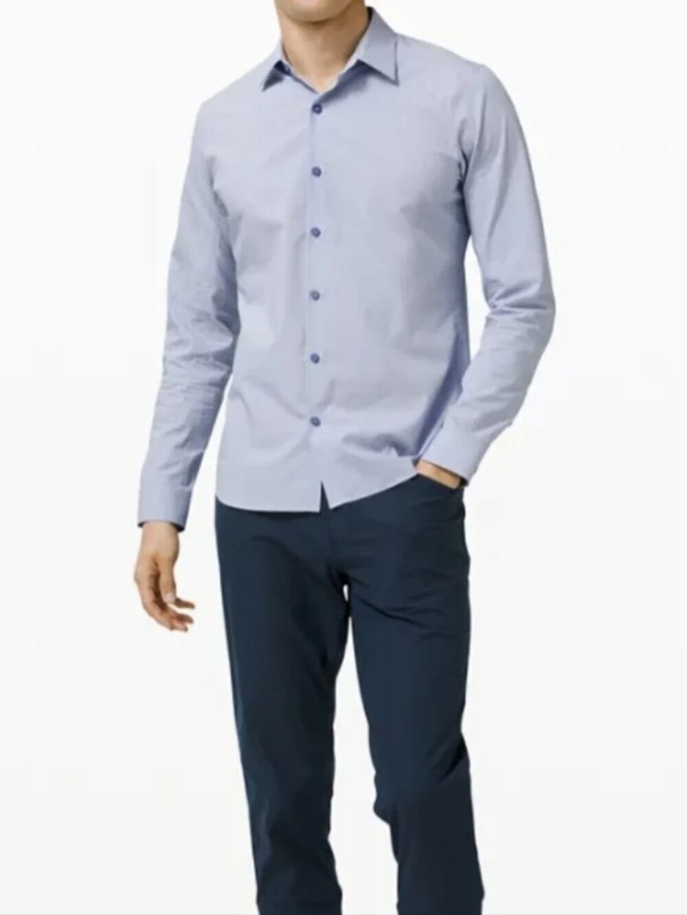lululemon athletica Light Blue Long Sleeve Casual Button-Down Shirt Size Medium